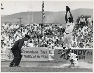 Infielder Prints: Little Leaguer Sliding Safely Into Second