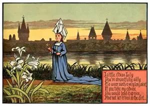 Riverbank Prints: Little Miss Lily, You re Dreadfully Silly - Victorian nursery rhyme illustration
