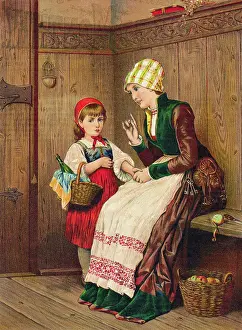 Advising Prints: Little Red Riding Hood Being Instructed by Her Mother