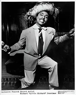 Prints of CIRCA 1955: Musician Little Richard poses for a portrait wearing a straw hat in circa 1955. (Photo by Michael Ochs Archives/Getty Images) The Architect of Rock: Little Richard Portrait In Straw Hat