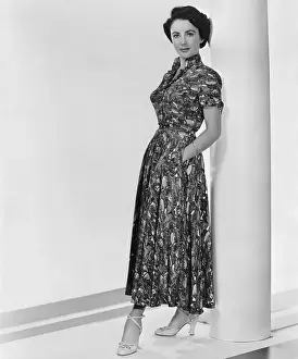 Liz Taylor in Floral Print Dress