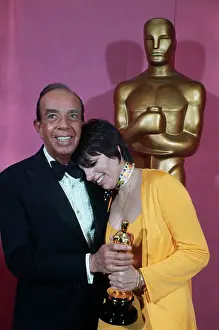 Liza and Vincent Minnelli Standing Near Large Oscar Replica