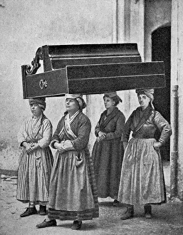 Crowds Of People Prints: Load carriers in San Remo, Italy