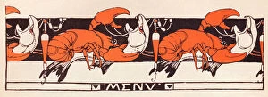 Art Nouveau Gallery: Lobster attacking fish snake art nouveau decoration 1897