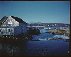 Massachusetts Prints: Lobster Boats Anchored Near Boat Yard