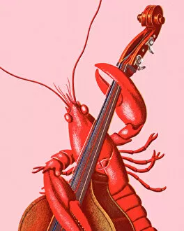 Lobster Playing an Upright Bass