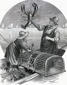 New England Prints: Lobstering On The New England Coast