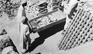 Tutankhamen Prints: Local Men Carrying Fragments from King Tut Tomb