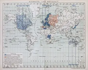 1871 Prints: Local time world map