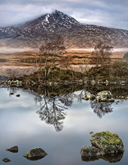 Island Gallery: Loch na h-Achlaise Reflections, Rannoch Moor Scotland