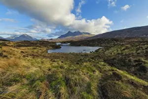 Loch nan Eilean near Sligachan with view of Bruach na Frthe and Sgurr nan Gillean Mountain Peaks of the Black Cuillins Mountain Range, Isle of Skye, Scotland, United Kingdom