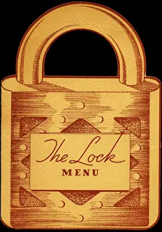 Prints of USA - 1939: A menu for The Lock reads 'The Lock Menu' from 1939 in USA. (Photo by Jim Heimann Collection/Getty Images) A Visual Journey Through Jim Heimann’s Collage Illustrations—Celebrating the Art of Vintage Ephemera and Pop History: Lock, The