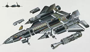 Images Dated 13th April 2007: Lockheed SR-71, high-tech military jet aircraft, also known as Blackbird, expanded cross-section