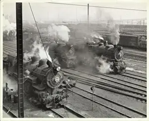 Locomotives Arriving at Railroad Yard