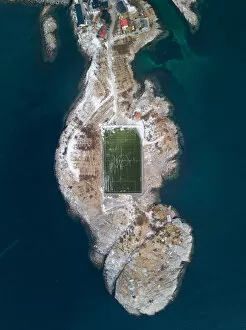 Images Dated 4th March 2018: Lofoten Fjord Norway Foodball field