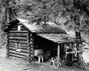 Folk Prints: Log Cabin In Canyon Creek, Oregon