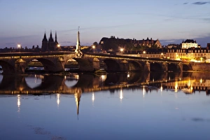 Images Dated 20th August 2011: Loire bridge Pont Jacques Gabriel, Saint Nicolas Church, Blois, Loir et Cher, France