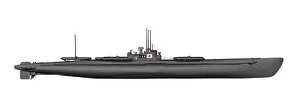 Long dark grey submarine