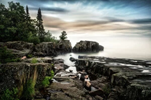 Tree Trunk Gallery: A long exposure on the coast of Lake Superior, near Grand Marais, Minnesota