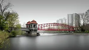 Motion Blur Prints: Long exposure of the Sechserbruecke, also called Tegeler Hafenbruecke, Berlin, Germany