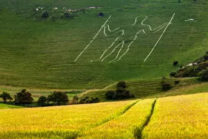 Images Dated 17th June 2014: The Long Man of Wilmington, Sussex, England