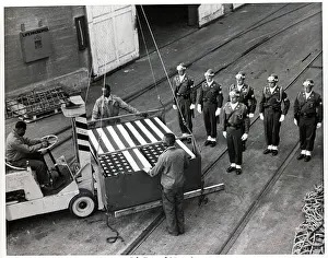 Oakland Prints: Longshoremen Place Forklift Under Casket