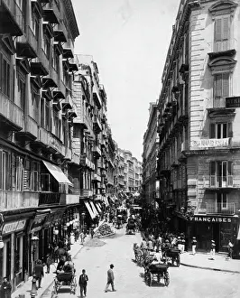 Naples Prints: Looking Down Naples Street W/Horse Carts