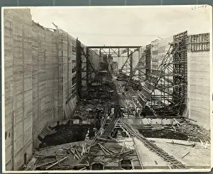 Panama Prints: Looking South Through full length of Gatun Locks in Panama