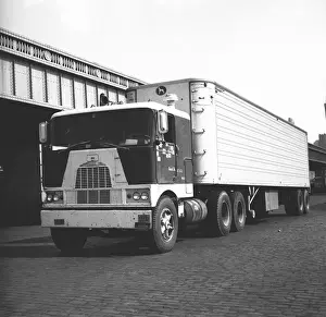 Parked Prints: Lorry parked, (B&W)