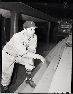Dugout Prints: Lou Boudreau Posing On Dugout Steps