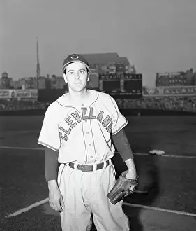 Lou Boudreau Standing Wearing Mitt