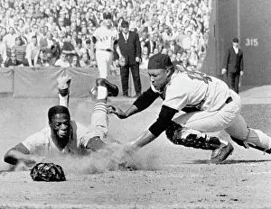 Safe Prints: Lou Brock Sliding to Home Plate