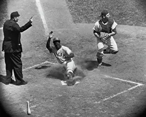 Lou Brock Sliding into Home Plate