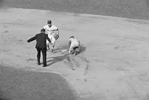 Lou Brock Stealing Second Base