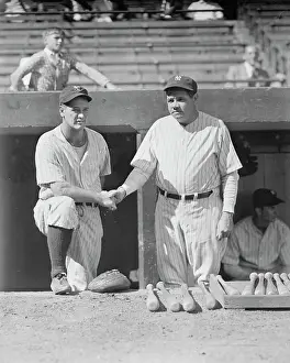 Lou Gehrig Congratulating Babe Ruth