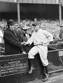 Lou Gehrig Greeting Acquaintances on Stadium Sidelines