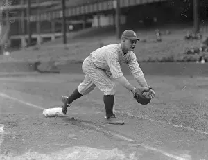 Lou Gehrig Prints: Lou Gehrig Playing First Base