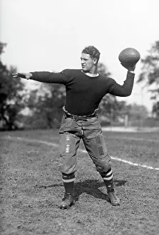 University Prints: Lou Gehrig Posing with Football
