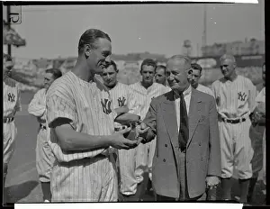 Lou Gehrig Receiving Gift