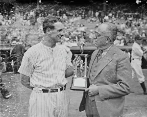 Lou Gehrig Receiving Mvp Trophy