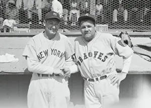 Lou Gehrig Shaking Babe Ruth's Hand on the Field