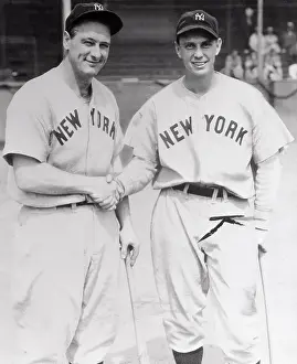 Lou Gehrig Shaking Hands with Babe Dahlgren