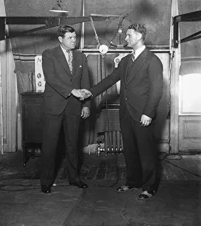 Lou Gehrig Shaking hands with Babe Ruth