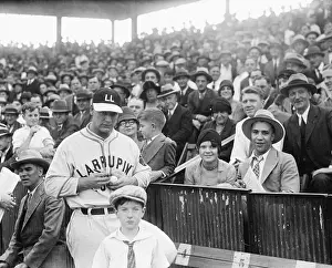 Lou Gehrig Prints: Lou Gehrig Signing Autographs