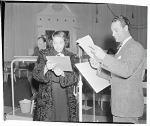 Lou Gehrig Standing at Microphone with Fanny Brice