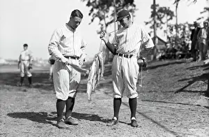 Trout Prints: Lou Gehrig & Teammate Holding Trout