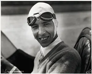 Racing Prints: Lou Schnieder W/Helmet, In Race Car, Smili