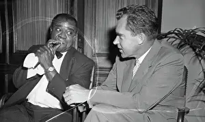 Louis Armstrong Demonstrating Horn Technique to Richard Nixon