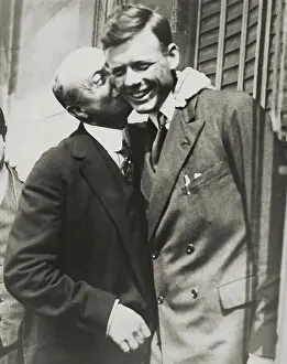 Louis Bleriot Kissing Lindbergh