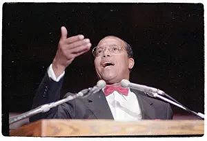 Muslim Prints: Louis Farrakahn Addressing Crowd